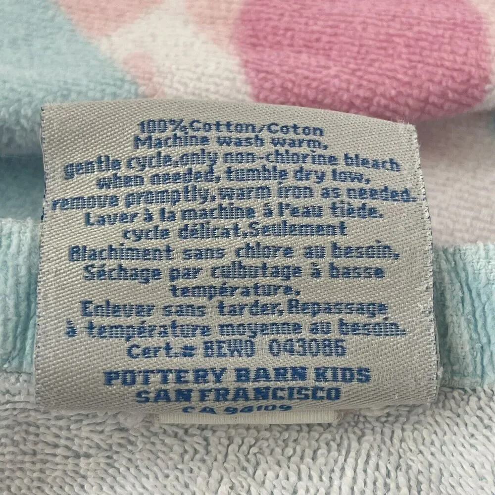 Pottery Barn Kids 3 Toddler Pink Butterfly Towels Hooded Wrap Bath Pool Beach